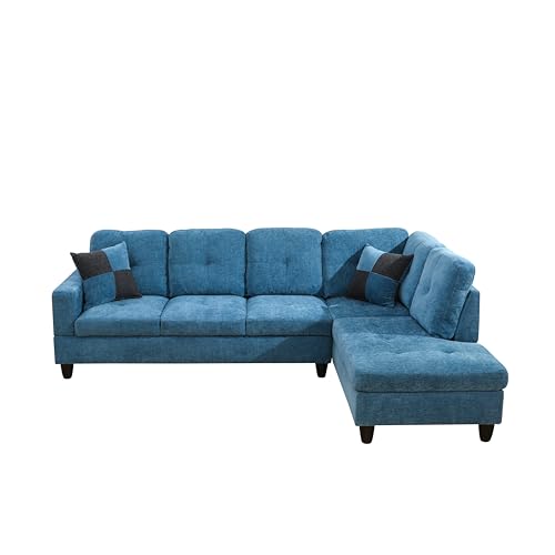 Blue Sectional Sofa: TOUCHED WITH GRACE MZX-Carl-SS-00038-LWJ, 103.5x74.5x35 (Audience: General furniture shoppers)