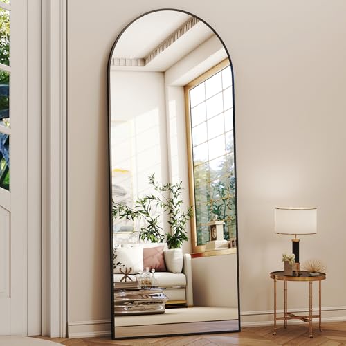 Full Length Black Mirror for Wall or Floor with Aluminum Frame - Ideal for Dressing Area or Bedroom