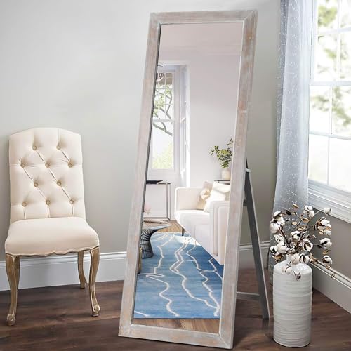 Full Length Wooden Floor Mirror for Bedroom, Dressing Room, Living Room - Rustic Farmhouse Style