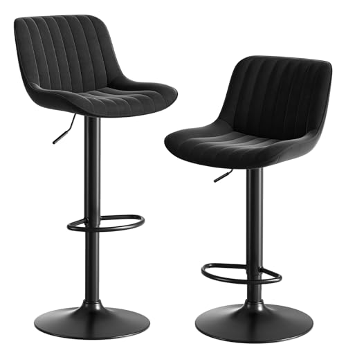 Modern 2 Pack Black Swivel Bar Stools - Adjustable Height
