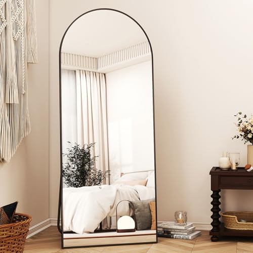 Full Length Black Mirror for Wall or Floor with Aluminum Frame - Ideal for Dressing Area or Bedroom