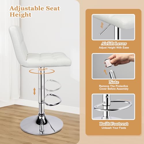 White Swivel Barstool Set of 2