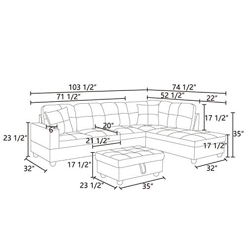 Blue Sectional Sofa: TOUCHED WITH GRACE MZX-Carl-SS-00038-LWJ, 103.5x74.5x35 (Audience: General furniture shoppers)