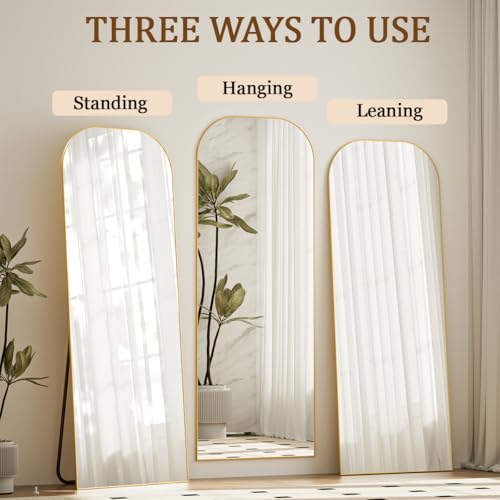 Gold Full Length Mirror with Stand for Bedroom and Living Room, 56x21