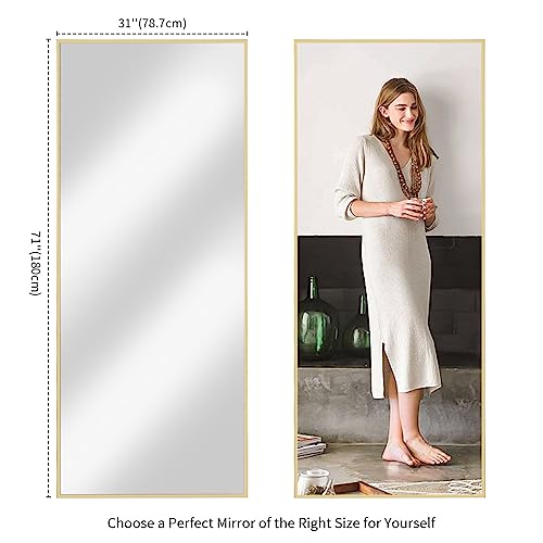 TOUCHED WITH GRACE Full-Length Gold Mirror with Stand for Bedroom