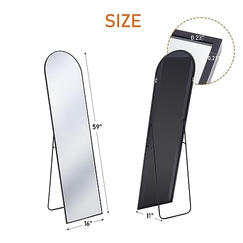 Black Full-Length Arched Mirror for Bedroom and Cloakroom