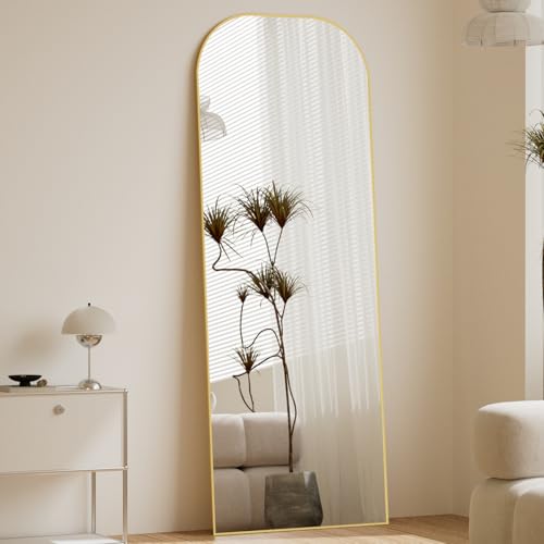 Gold Full-Length Mirror with Stand for Bedroom and Living Room