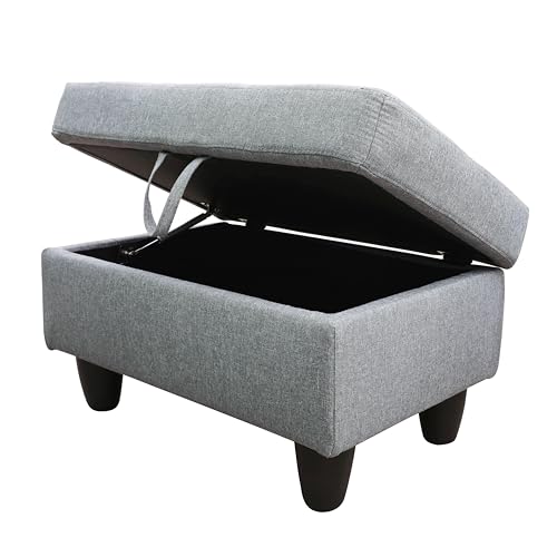 TOUCHED WITH GRACE Dark Grey L-Shaped Modular Sofa with Storage Ottoman
