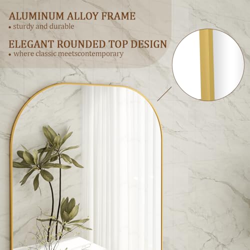 Gold Full Length Mirror with Stand for Bedroom and Living Room, 56x21