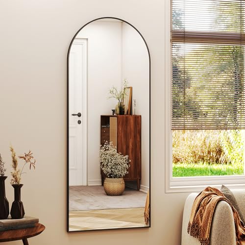 Full Length Black Mirror for Wall or Floor with Aluminum Frame - Ideal for Dressing Area or Bedroom