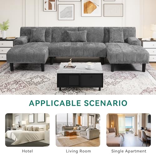 TOUCHED WITH GRACE U-Shaped Sectional Couch with Charging Ports & Double Chaise