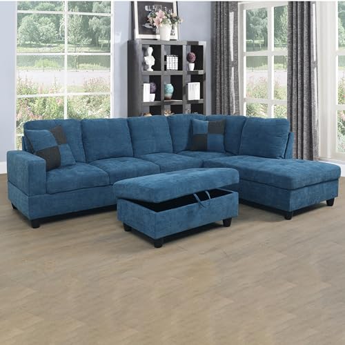 Blue Sectional Sofa: TOUCHED WITH GRACE MZX-Carl-SS-00038-LWJ, 103.5x74.5x35 (Audience: General furniture shoppers)