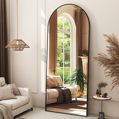 Full Length Black Mirror for Wall or Floor with Aluminum Frame - Ideal for Dressing Area or Bedroom
