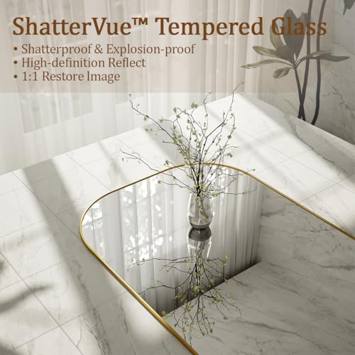 Gold Full Length Mirror with Stand for Bedroom and Living Room, 56x21